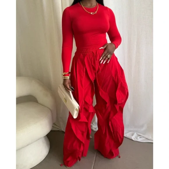 OLIVE GREEN Ruffled Pants - Picture 9 of 13